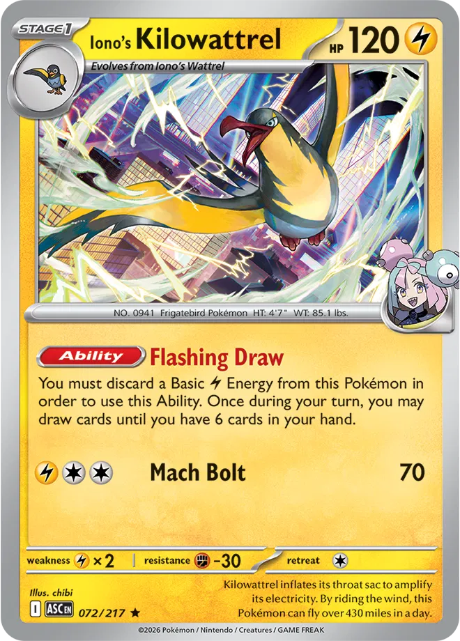 Iono's Kilowattrel 072/217 Holo